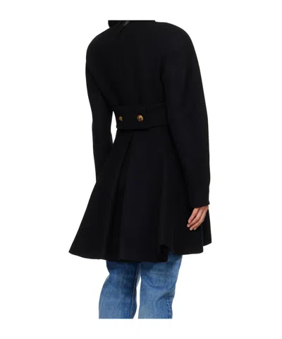 Versace Wool Coat In Black