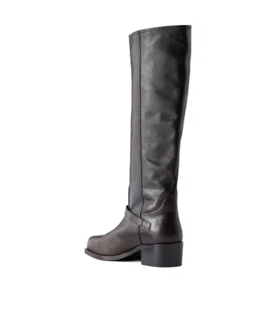 Staud Solid Color Leather Knee Boots In Black