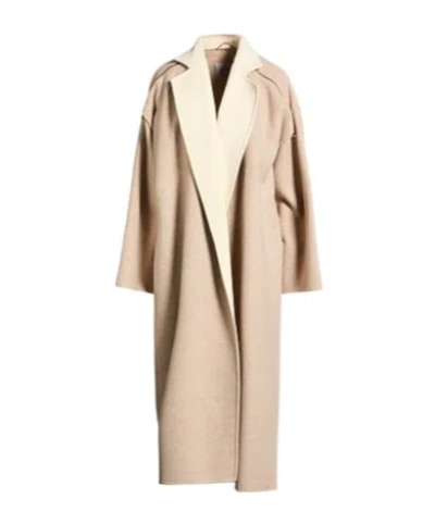Max Mara Single-breasted Woolen Overcoat In Neutral