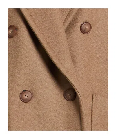 Max Mara Woolen Double-breasted Overcoat In Brown