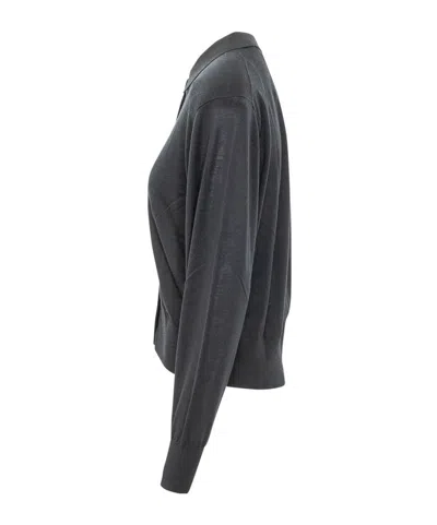 Bash Boston Buttoned Collar Cardigan In Black