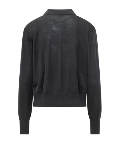 Bash Boston Buttoned Collar Cardigan In Black