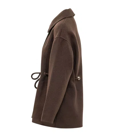 Bash Kam Belted Short Coat In Brown