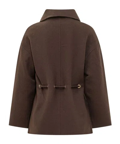 Bash Kam Belted Short Coat In Brown