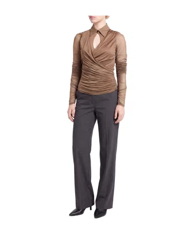 Max Mara Plain Colour Tops In Brown