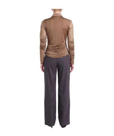 Max Mara Plain Colour Tops In Brown
