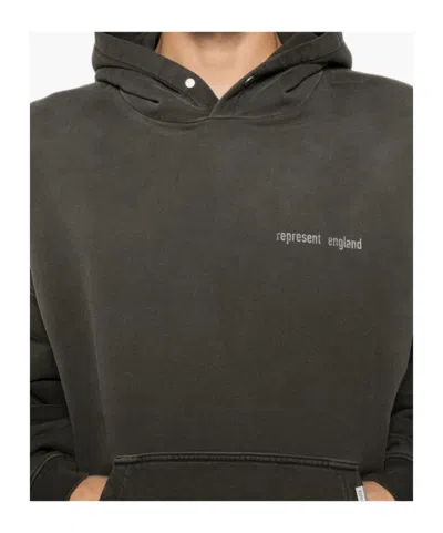 Represent Mens Brand-print Relaxed-fit Cotton Hoody Ash Xs In Animal Print