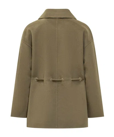 Bash Kam Belted Short Coat In Olive Brown