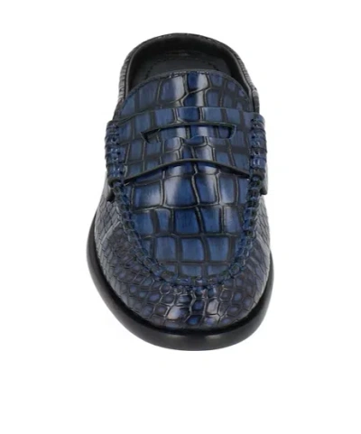 Rag & Bone Carter Embossed Leather Mules In Blue