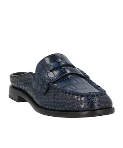 Rag & Bone Carter Embossed Leather Mules In Blue