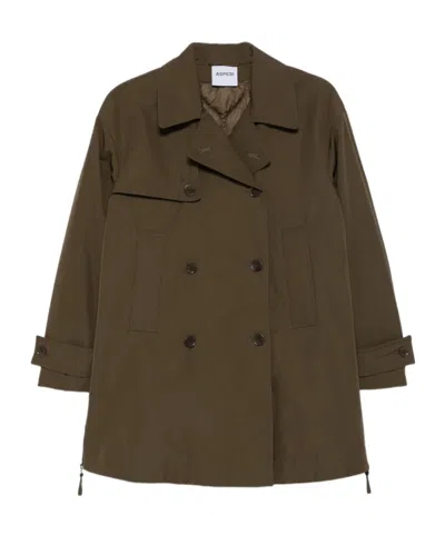 Aspesi Double-breasted Storm-flap Jacket In Brown