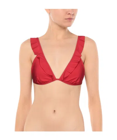 Tory Burch Solid-colored Bikini Top In Red