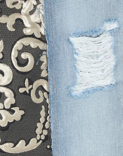 Dolce & Gabbana Patchwork Damask Tapered Jeans In Blue