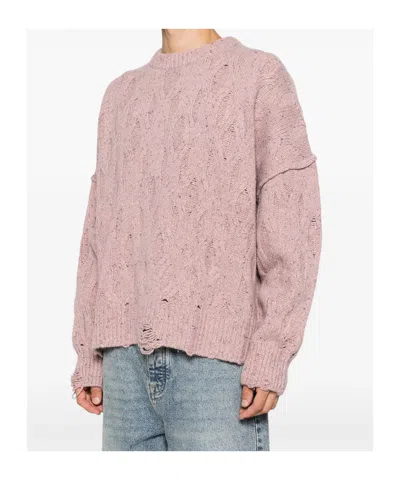 Represent Cable-knit Distressed Wool-blend Jumper In Multi