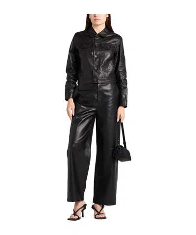 Rag & Bone Long-sleeved Leather Jacket In Black