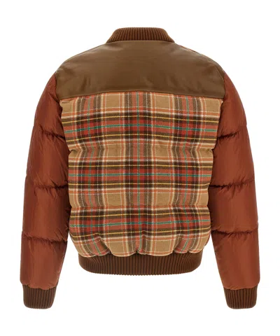 Dsquared2 Checked Puffer Down Jacket In Brown