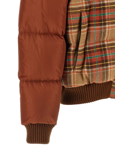 Dsquared2 Checked Puffer Down Jacket In Brown