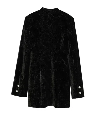 Ann Demeulemeester Jacquard-patterned Pearl-button Jacket In Black