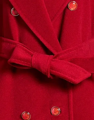 Max Mara Belted Long Coat In Red