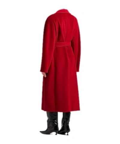 Max Mara Belted Long Coat In Red