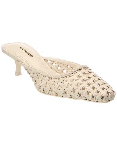 Larroude Amal Macrame Leather Mule In White
