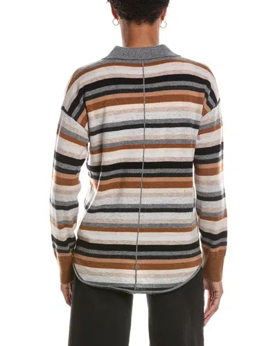 Incashmere Button Multi Stripe Cashmere Sweater In Multi