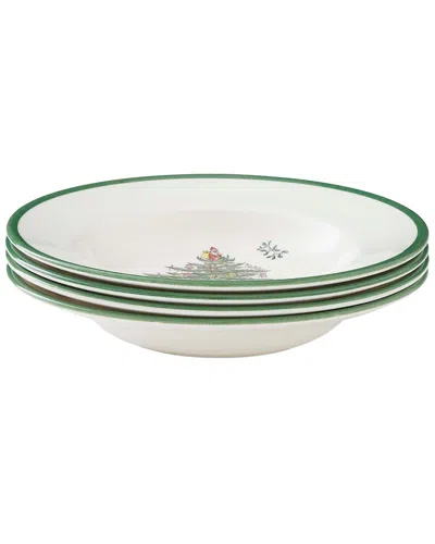 Spode Set Of 4 Christmas Tree 9in Soup Plates