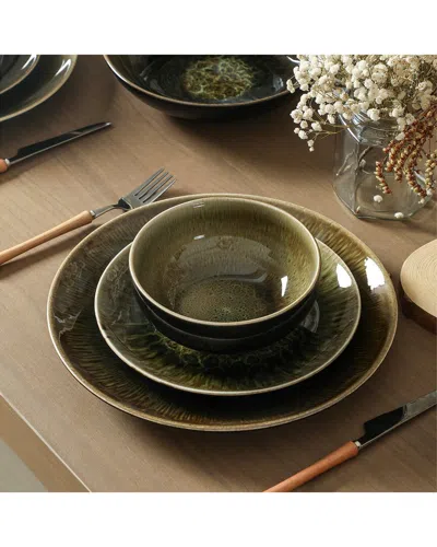 Stone Lain Riley 12-piece Dinnerware Set Stoneware In Green
