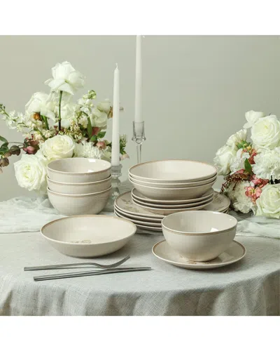 Stone Lain Opal 16-piece Dinnerware Set Stoneware In White