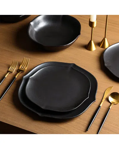 Stone Lain Baskerville Stoneware 12-piece Dinnerware Set In Black