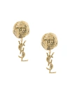 SAINT LAURENT Monogram Brandebourg earrings,BRASS