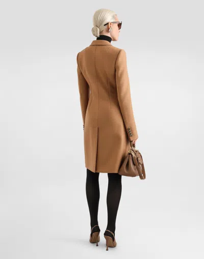 Dolce & Gabbana Dolce Double-breasted Wool Coat In Beige