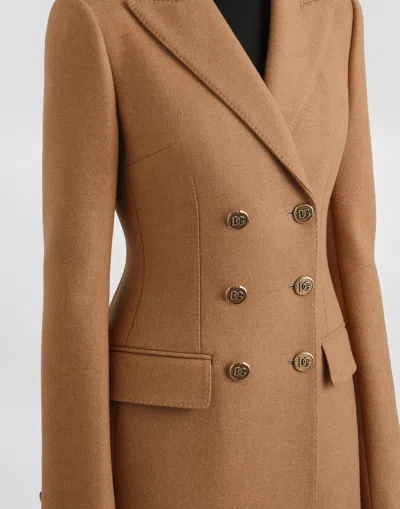 Dolce & Gabbana Dolce Double-breasted Wool Coat In Beige