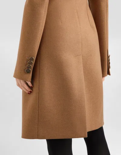 Dolce & Gabbana Dolce Double-breasted Wool Coat In Beige
