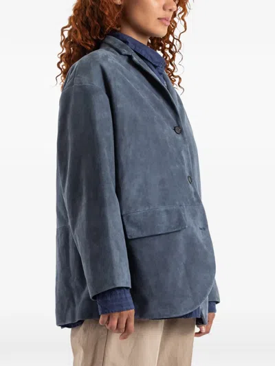 Bergfabel Bella Leather Jacket In Blue