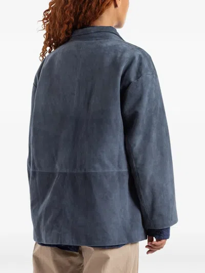 Bergfabel Bella Leather Jacket In Blue