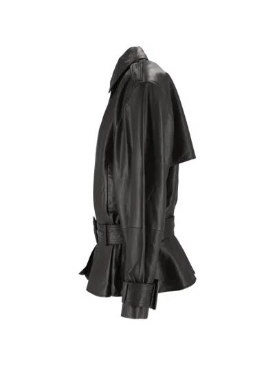 Rotate Birger Christensen Biker Leather Jacket Black In Black