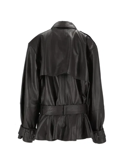 Rotate Birger Christensen Biker Leather Jacket Black In Black