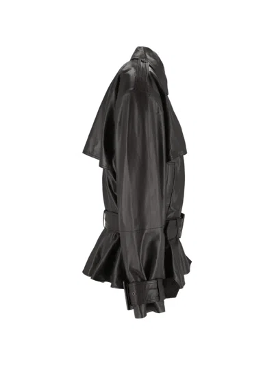 Rotate Birger Christensen Biker Leather Jacket Black In Black