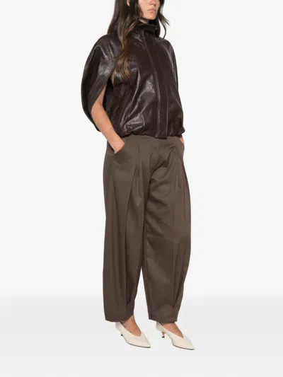Simkhai Leather Cape Jacket In Brown
