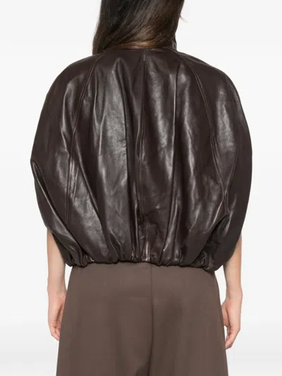 Simkhai Leather Cape Jacket In Brown