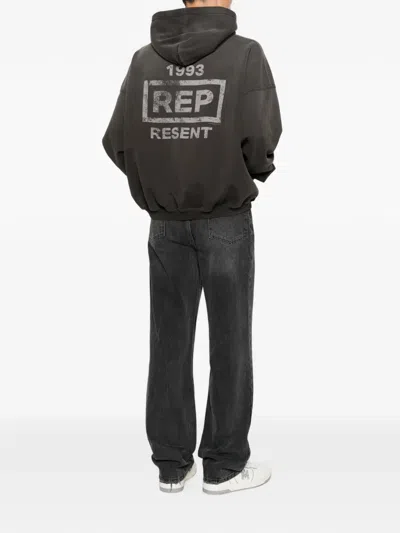 Represent Mens Brand-print Relaxed-fit Cotton Hoody Ash Xs In Grey
