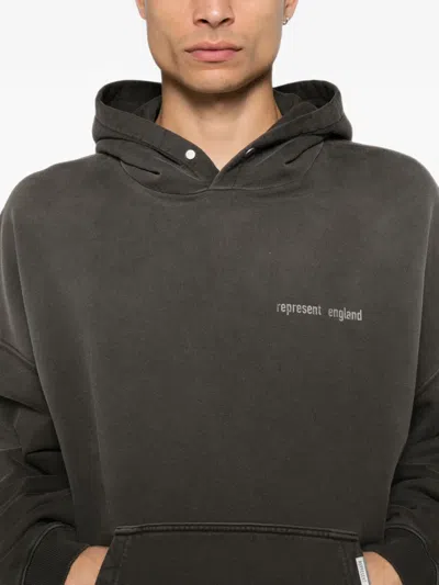Represent Mens Brand-print Relaxed-fit Cotton Hoody Ash Xs In Grey