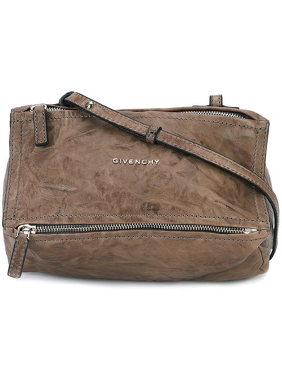 Givenchy Mini Pandora Washed Leather Shoulder Bag In Neutrals