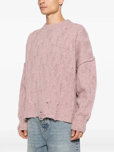 Represent Cable-knit Distressed Wool-blend Jumper In Multi