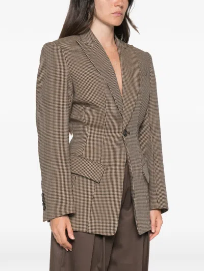 Seafarer Houndstooth-pattern Single-breasted Blazer In Braun