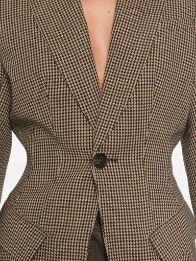 Seafarer Houndstooth-pattern Single-breasted Blazer In Braun