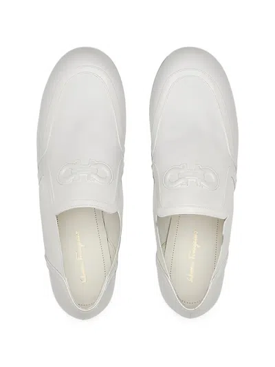 Ferragamo Elasticated Side Panel Loafers In White