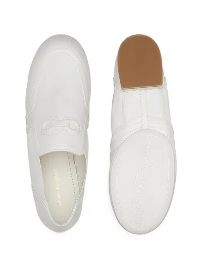 Ferragamo Elasticated Side Panel Loafers In White