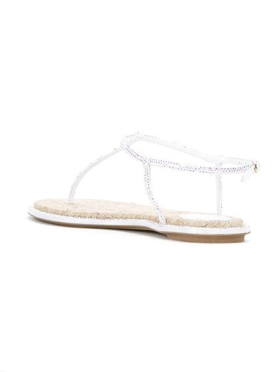 Shop René Caovilla Embellished Sandals In White